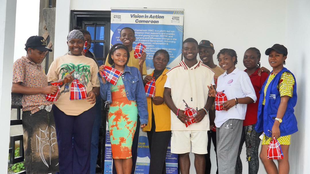 VIAC Champions in a group picture after training on reusable pad production